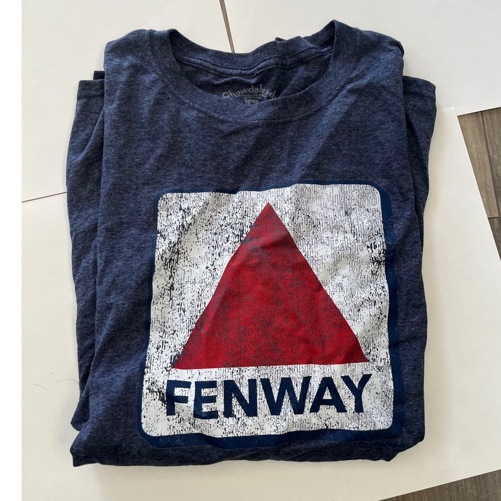Chowdaheadz Fenway Graphic‎ T Shirt Blue Red White Distressed Logo Tee